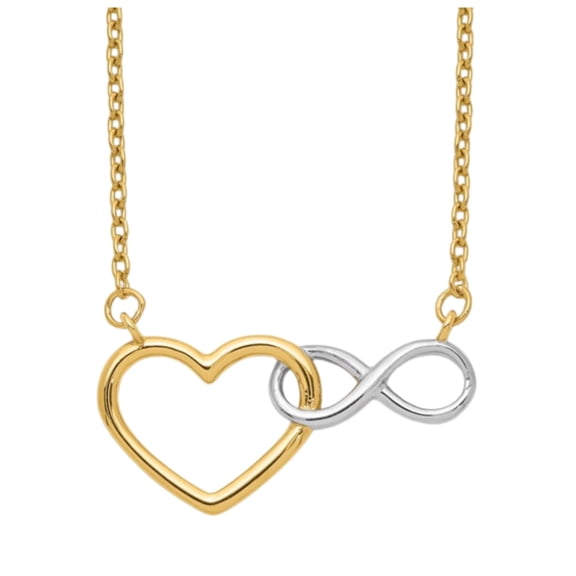 Fine Color Jewels Heart Infinity Pendant Necklace for Women 10K Yellow Gold Rhodium Accent