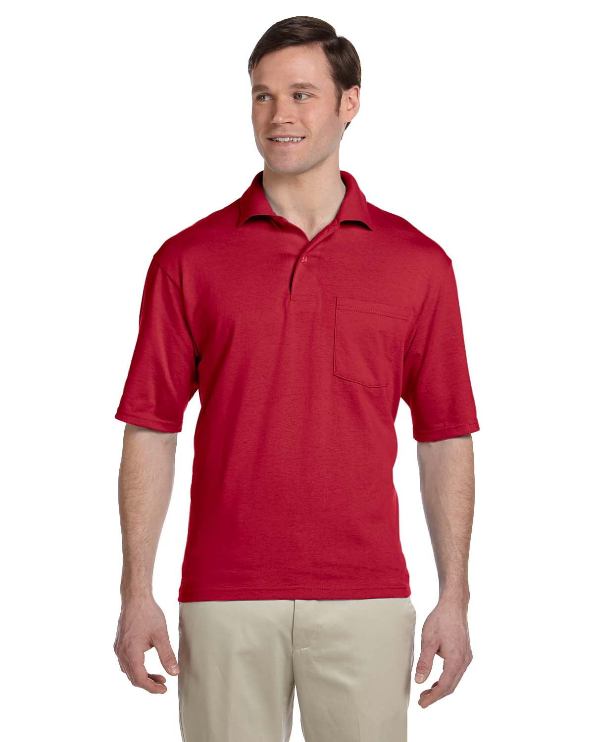JERZEES - The Adult 5.6 oz. SpotShieldâ¢ Pocket Jersey Polo - TRUE RED - 2XL - Walmart.com 