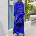 thumbnail image 3 of Blue Fower Dress Long Sleeve Rose Print Party Maxi Dress High Neck Street Style Graphic Boho Beach Long Dresses Birthday Present, 3 of 5