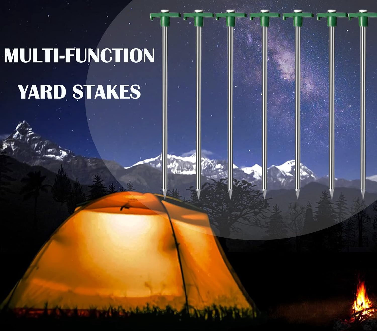20 Pack Tent Stakes Heavy Duty, 10.25 Inch Yard Stakes Non-Rust Metal Tent Pegs Ground Stakes Tent Spikes for Camping Patio, Garden, Canopies, Grassland, Outdoor,Green