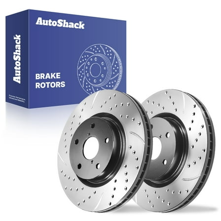 AutoShack 12.42" (315.5 mm) Front Vented Drilled & Slotted Brake Rotors E-Coated | Replacement for 2015-2019 Subaru Outback 2015-2019 Subaru Legacy | 2-PC Set | ShadowGuard