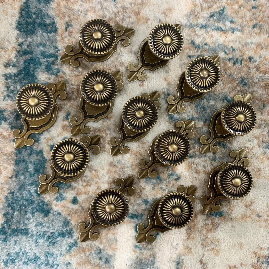 Brass Cabinet Knobs, Vintage Retro Mushroom Drawer Knobs with Backplate, Dresser Pull Handles for Kitchen/Cupboard/Wardrobe/Cabinet (Gold, 4 Pieces)