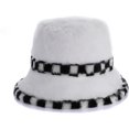 thumbnail image 6 of CoCopeaunts Mens Bucket Hat Winter Plush Warm Fashion Hundred Women Basin Cap Splicing Checkerboard Lattice Brim Fisherman Hats, 6 of 8