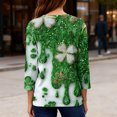 thumbnail image 5 of St Patricks Day Tops T-Shirt Blouse for Womens 3/4 Sleeve Shamrock Graphic Tee Blouse Pullover Crew Neck Tops Funny St Patricks Day Gifts Tshirt for Women, 5 of 5