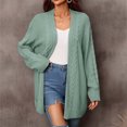 thumbnail image 2 of Mid-Long Cardigans for Women Soft Comfy Solid Color Open Front Sweater Outwear Casual Loose V Neck Cable Knit Jacket (Green S), 2 of 6