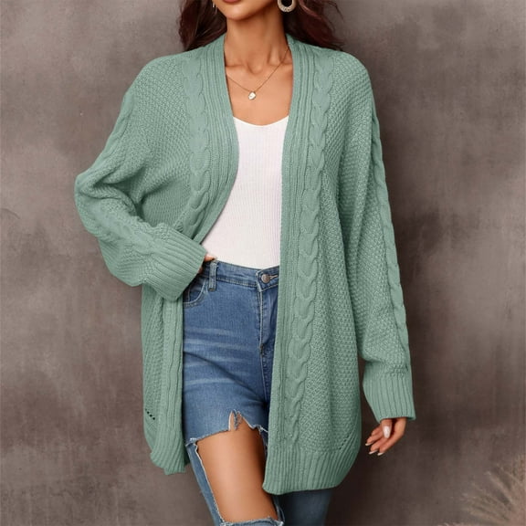 Women's Sweaters And Cardigans Under $15 Summer Lightweight Long Sleeved V-neck Solid Color Knitted Cardigan Sweater Jacket