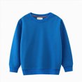 thumbnail image 2 of TOWED22 Toddler Boy Girls Long Sleeve Shirt Baby Boys Crewneck Sweatshirt Solid Color Soft Cotton Pullover Clothes(Blue,2 Y), 2 of 4