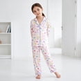 thumbnail image 3 of NIPAXO Girls Pajamas Set Long Sleeve Button-Down Cute Bow & Heart Print Sleepwear with Blue Piping for Toddler Little Girls, 3 of 8