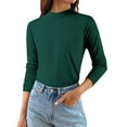 thumbnail image 5 of Mock Neck Tops Thermal Baselayer Shirt Derong Soft Warm Turtleneck Thermal Fleece Lined Base Layer Tops Basic Solid Undershirts 2026 Fashion Thermal Long Sleeve Tops for Women Blackish Green L, 5 of 7