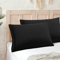PiccoCasa 2Pcs Microfiber Embroidery Pillowcases Zipper Black Standard