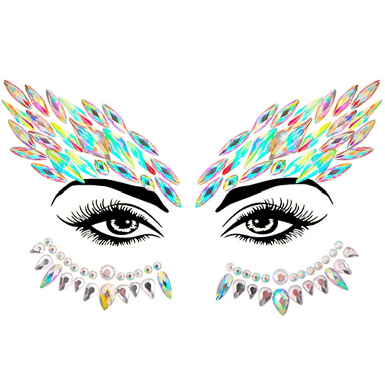  Music Festival Face Jewels, Rhinestone Rave Face Gems  Glitter,Crystal Birthday Party Festival Face Sticker, Eyes Face Body  Temporary Tattoos for Festival Halloween Party,4-Pack : Beauty & Personal  Care