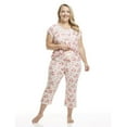 thumbnail image 2 of Women's Short Sleeve Top and Capri Pant Poly Suede Pajama Set, 2 of 9