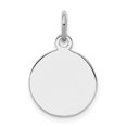 thumbnail image 1 of 925 Sterling Silver Rh Plt Pendentif Disque Rond Gravable Breloque Plaine, 1 of 6