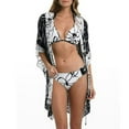 thumbnail image 3 of La Blanca Women's Moonlit Floral Print Beach Pool Kimono Cover Up-Black / One Size, 3 of 5