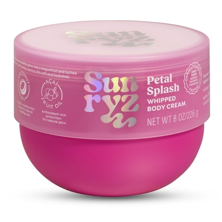 Sunryz Petal Splash Whipped Body Cream with Cupuaçu Butter & Coconut Oil, 8 oz
