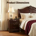 thumbnail image 3 of Fully Assembled Nightstand with 2 Drawers Solid Wood End Table Traditional Style Bedroom Funiture 1PC, 3 of 5