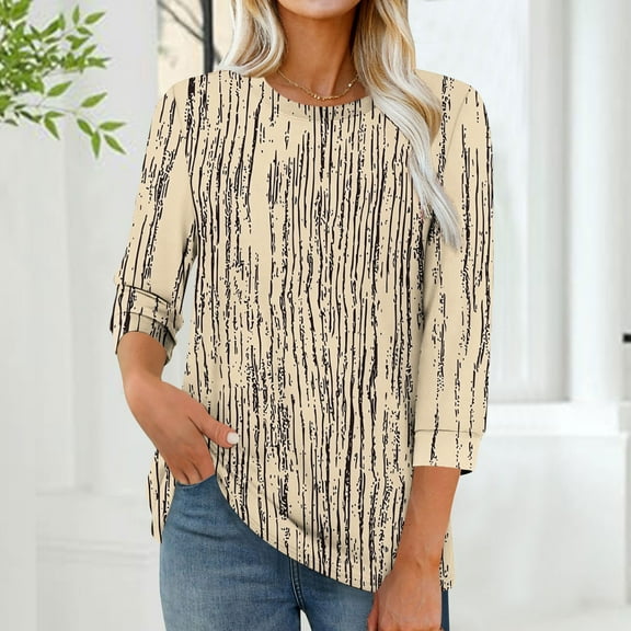 Neewe Womens 3/4 Sleeve Shirts V-Neck Tops Business Casual Blouses Tee Trendy 2025 Fall Fashion Outfits Clothes