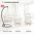 thumbnail image 5 of Beige Hanging Chair, Steel Fasteners, Twisted Cotton Ropes, Porch Swing Chair, Macrame Hammock Chair, For Play, Leisure, Veranda, 5 of 7