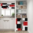 thumbnail image 2 of Red Kitchen Window Curtains Valance and Tier Set 36 Inch, Black Grey Modern Rod Pocket Short Tier Curtain for Bathroom, Abstract Art Small Cafe Drapes for Kitchen Decor, 2 of 6