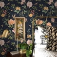 thumbnail image 2 of Dark Blue Floral Peel and Stick Wallpaper Vintage Floral Contact Paper 16.9” x 118.1” Bird Wallpaper Peel and Stick Boho Flowers Self Adhesive Removable Waterproof Wall Paper for Bathroom, 2 of 18