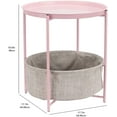 thumbnail image 3 of Basics Round End Table with Storage Bin, Easy Assembly, Bedroom Accent Table, 17.7"D x 17.7"W x 18.9"H, Dusty Pink | Side Table, with Cloth Basket, Storage, 3 of 6