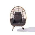 thumbnail image 3 of Oversized Wicker Egg Chair, Indoor Outdoor Lounger for Patio, Rattan Material With 5 Cushions, For Backyard, Living Room, Steel Frame, Dark Gray, 3 of 9