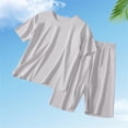 thumbnail image 2 of YunPes Girls Soft Plain Pajama Set Lightweight Loose Fit Short Sleeve Shirts and Shorts Breathable Comfy 2 Piece Outfit, 2 of 5