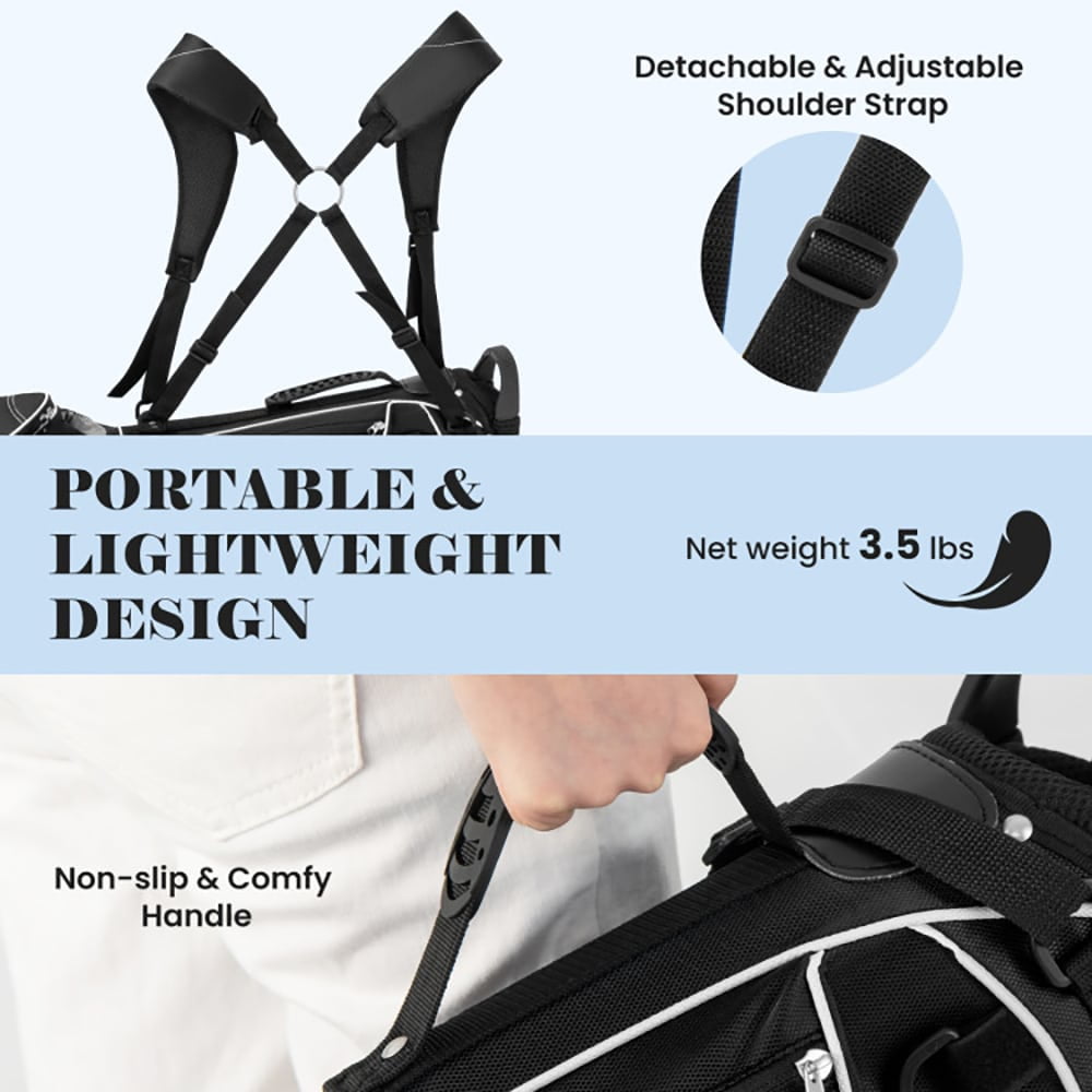 Aimee Lii Golf Stand Cart Bag with 4 Way Divider Carry Organizer Pockets, Outdoor Exercise for Sports Lovers-Black
