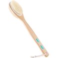 thumbnail image 1 of Body brush for wet or dry brushing with long wooden handle, 1 of 5