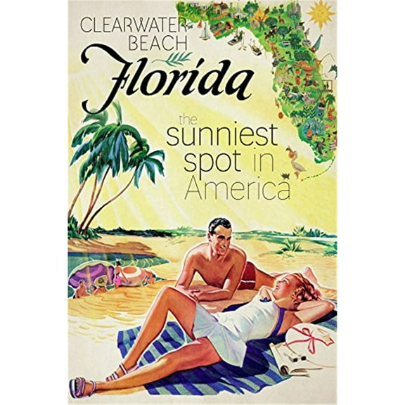 "Travel Poster Florida" Painting Print on Wrapped Canvas