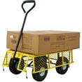 thumbnail image 4 of JOYFULIN Steel Garden Cart, 550LBS Heavy Duty Garden Wagon Cart with 10" All Terrain Tires, Mesh Removable Sides and 180°Rotating Handle, Metal Utility Wagon for Yard, Lawn, and Outdoor Use, Yellow, 4 of 7