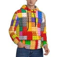 thumbnail image 2 of Cauagu Colorful Plastic Blocks Pattern for Men's Pullover Hooded Sweatshirt Athletic Casual Hoodie Aautumn Hoodie Sweatshirt for Men Pullover Casual Hooded Sweatshirt-Small, 2 of 7