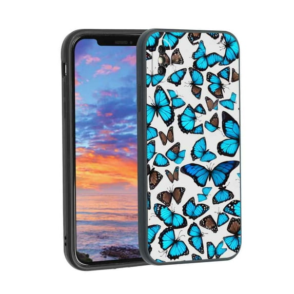 Compatible with iPhone X Phone Case, Butterflies2 76 Case Men Women, Flexible Silicone Shockproof Case for iPhone X