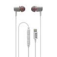 thumbnail image 1 of Bar Audio Wired in-Ear Headphones w/Lightning Connector Built-in Microphone & Volume Control Apple MFI Certified Noise Isolating Custom-Fit Earpeices (S/M/L), Crystal-Clear Bass & Treble (White), 1 of 1