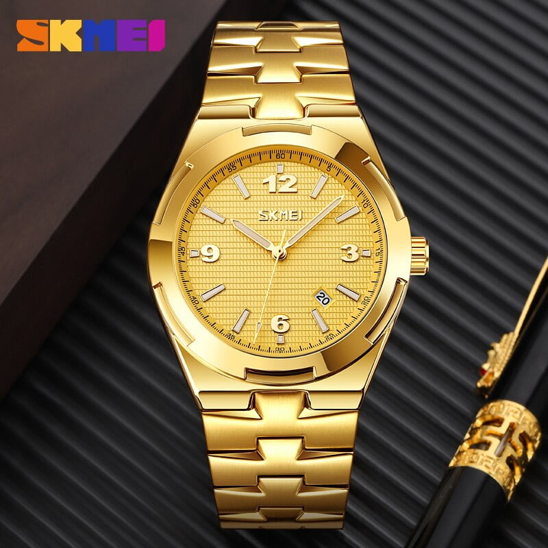 Fashion Quartz Watch Luxury Brand Skmei Men's Watches Simple Dial Calendar Watch for Man Original Design Leather Wristwatch, Size: One size, Pink