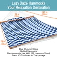 thumbnail image 7 of Lazy Daze Hammocks Quilted Fabric Hammock Hardwood Spreader Bar Poly Pillow, 55" Double Size, Blue Chevron Stripe, 7 of 7