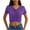 Purple, variant on Fitted Crop Tops for Women Short Sleeve V Neck Ruched Slim Going Out T Shirts Solid Color Comfy Stretch Summer Tees