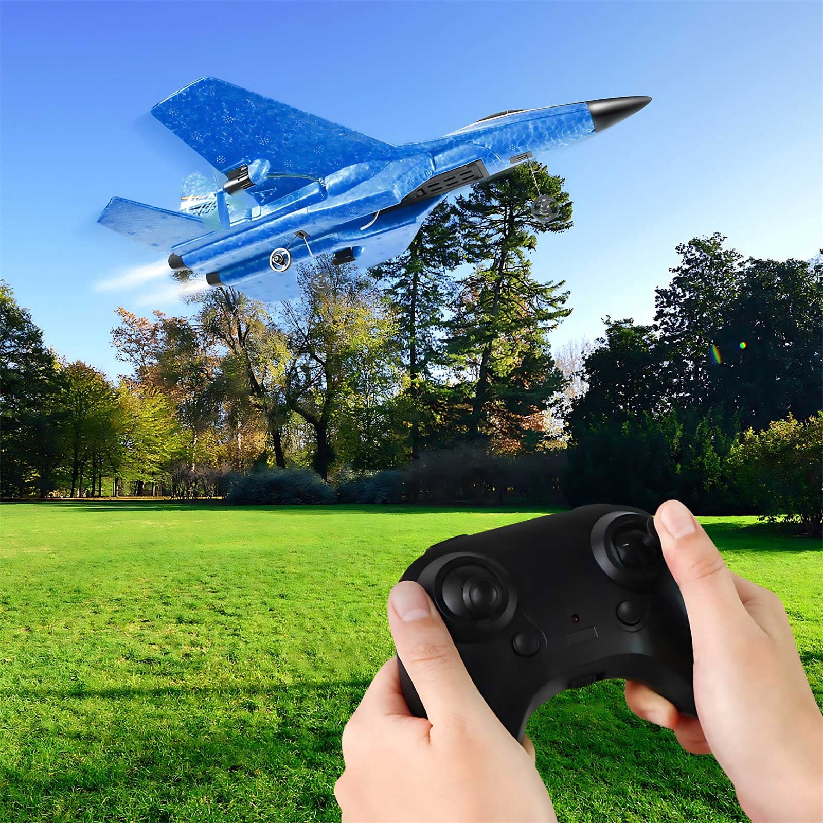 RC Plane Remote Control Glider Airplanes 2.4GHz 2 Channel Remote Control Plane with Gyro Night Lights and 2 Batteries Remote Control Aircraft with Automatic Balance Gyro