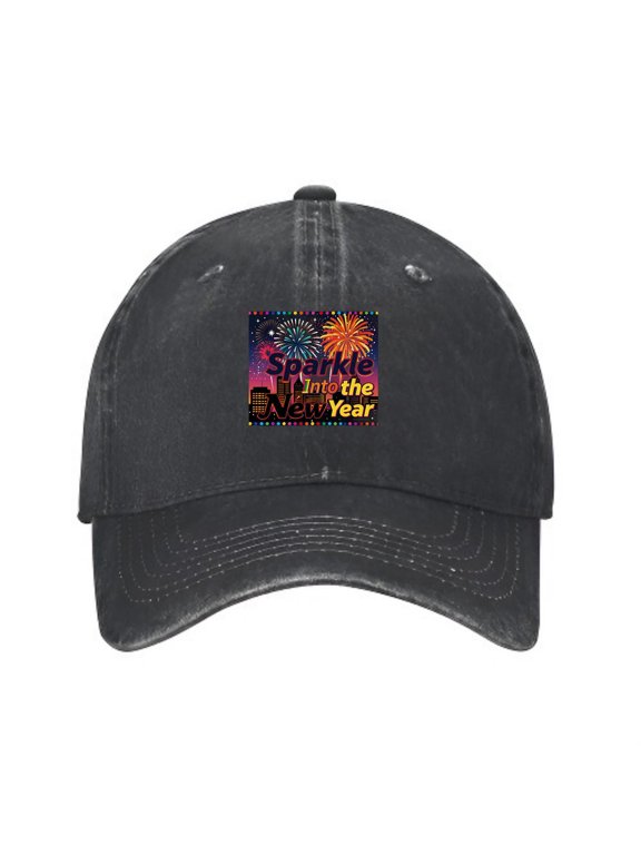 New Year's Eve Sparkle Fireworks Baseball Cap, Adjustable Dad Hat
