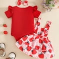 thumbnail image 5 of TOWED22 Newborn Baby Girl Clothes Summer Outfit Short Sleeve Ribbed Romper Floral Suspender Overalls Shorts Set Hot Pink,3-6 M, 5 of 6