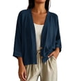 thumbnail image 2 of DIOAZUD Linen Cardigans for Women 3/4 Sleeve Button Down Cardigan Solid Color Lightweight Cover up for Vacation and Beach, 2 of 5