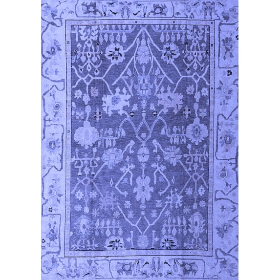 Ahgly Company Machine Washable Indoor Rectangle Abstract Blue Modern Area Rugs, 7' x 10'