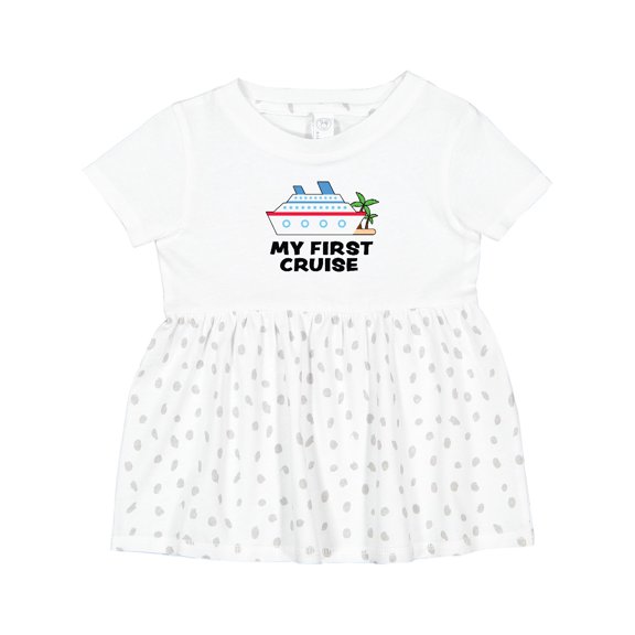Inktastic My First Cruise with Cruise Ship and Palm Trees Girls Baby Dress