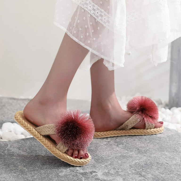Spring And Summer Imitation Straw Woven Women Flat Sandals And