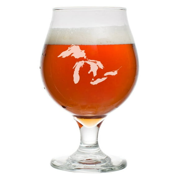 16 oz Belgian Beer Tulip Glass Stemmed Beer Glass Great Lakes Michigan