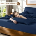 thumbnail image 5 of Baauye 100% Cotton Sheet Set, 1000 Thread Count Durable 4-Piece Bed Sheets with 16" Deep Pocket, Full, Navy Blue, 5 of 8