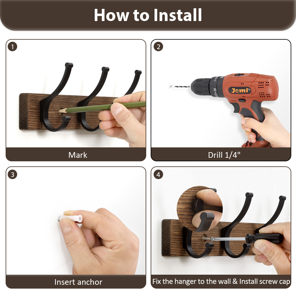 Optish 2 Pack Wood Wall Mount Coat Hooks with 5 Hooks photo 7