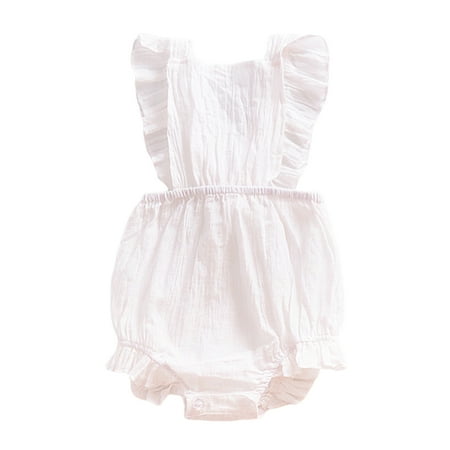 

TureClos Baby Girl Jumpsuit Ruffle Casual Newborn Romper Cute Aesthetic Birthday Clothing Household Sleeping Accessories Children Gifts White