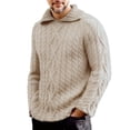 thumbnail image 3 of Men's Fashion Knit Sweater Loose Fit Flip Collar Pullover Long Sleeve for Casual Wear and Christmas Holiday Outfits,Khaki,L, 3 of 5