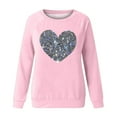 thumbnail image 4 of Valentines Shirts for Women Trendy Funny Heart Print Long Sleeve Tunic Tops Crew Neck Casual Loose Pullover Sweatshirts(Pink,XXL), 4 of 4